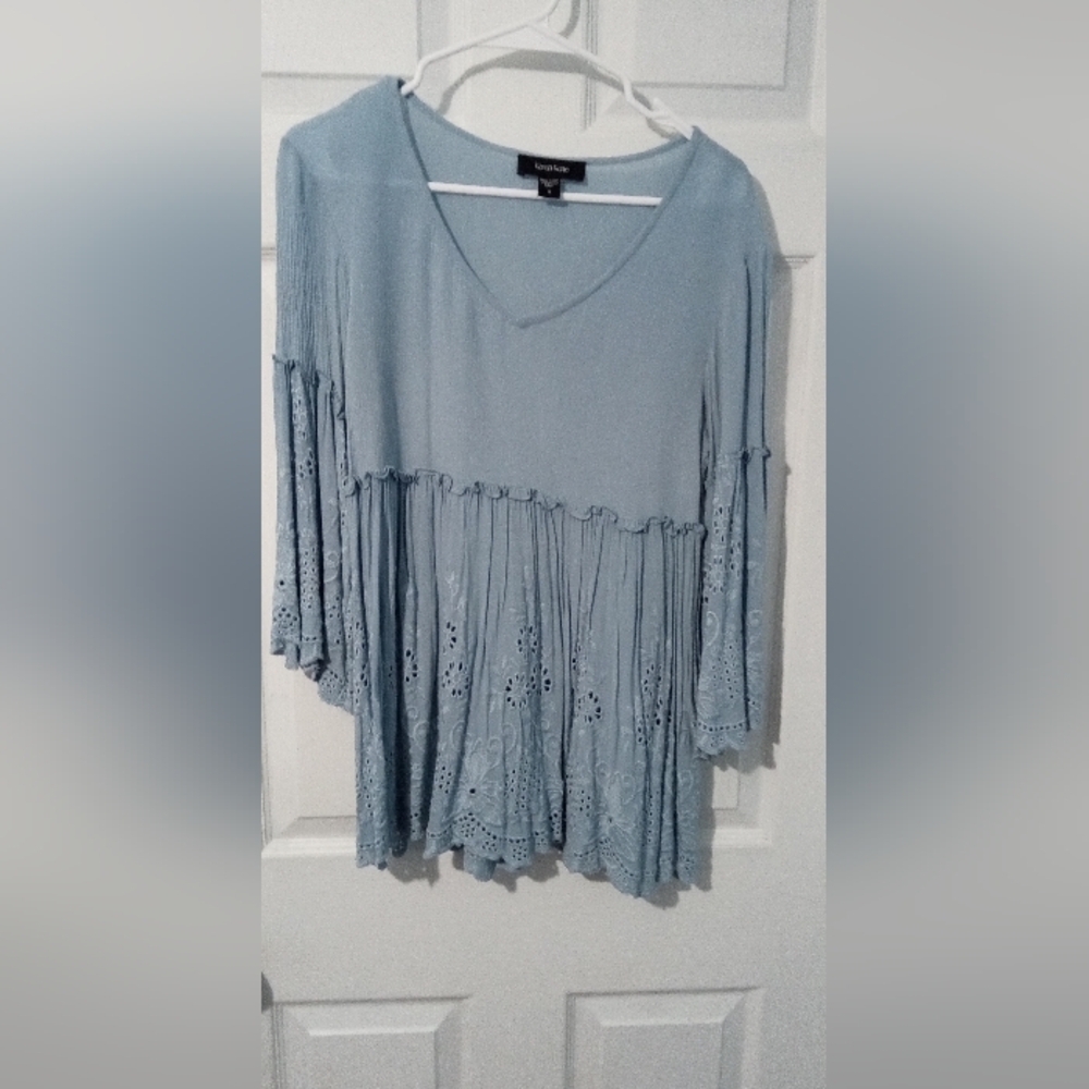Karen Kane Blue Relaxed Tiered Tunic